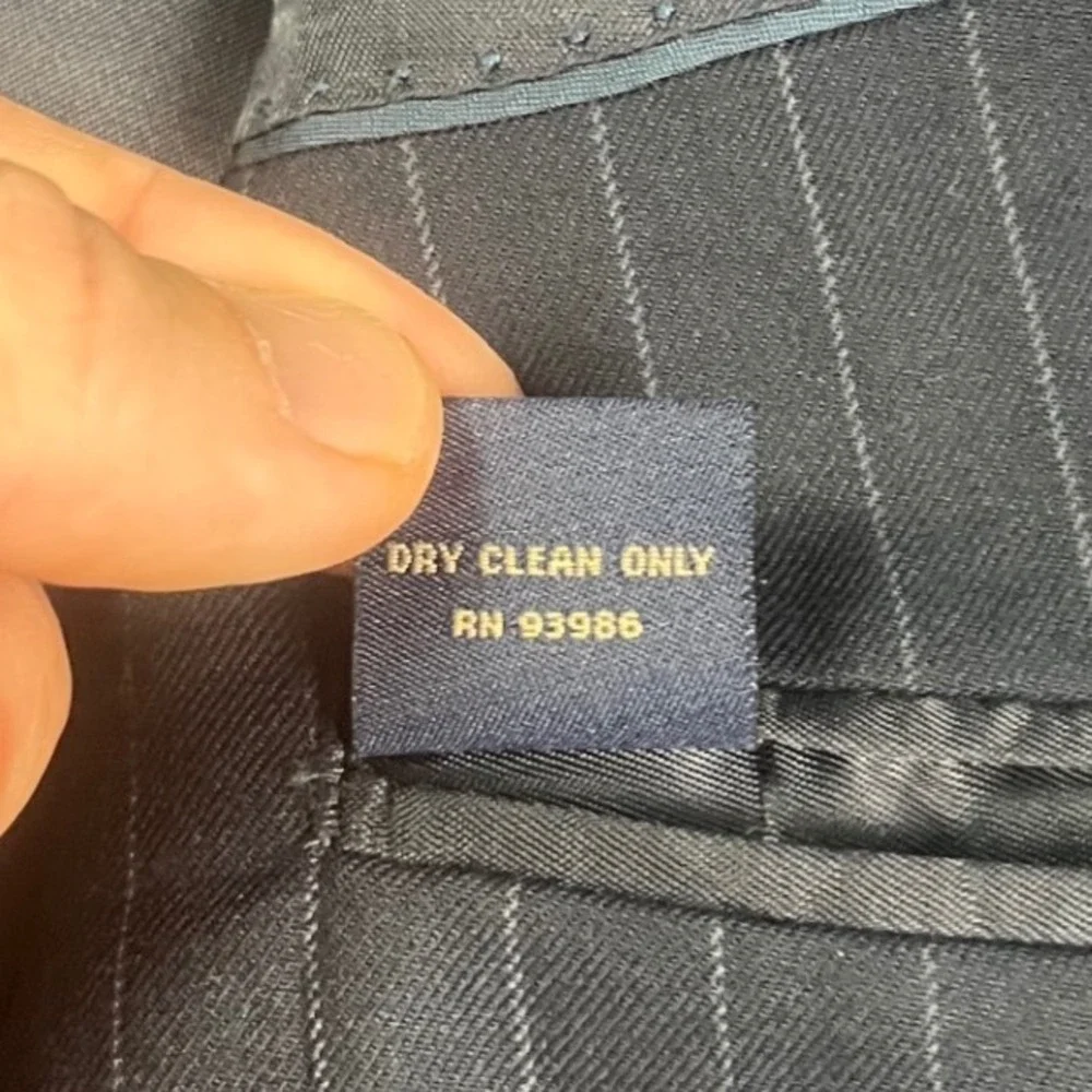 Brooks Brothers 346 Mens Navy Blue Pinstripe Wool Stretch Suit Jacket Blazer 48R